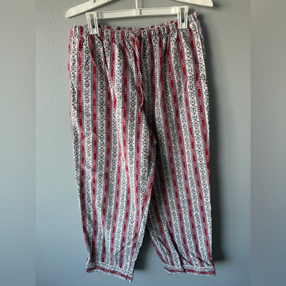 Lanz of Salzburg red white patterned 100% cotton flannel pajama set Women’s sz L - Picture 7 of 12